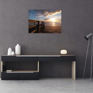 Obraz molo, plaży i morza (70x50 cm)