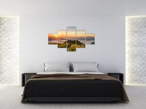 Obraz góry o zachodzie słońca (125x70 cm)