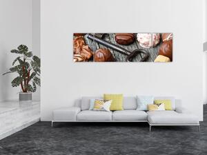 Obraz czekolady i kluczy (170x50 cm)