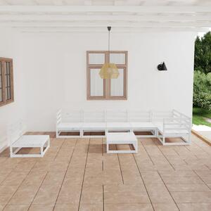 8-cz. zestaw mebli wypoczynkowych do ogrodu, biały, sosnowy