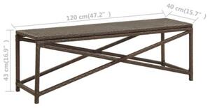 Ławka ogrodowa, 120 cm, polirattanowa, brązowa