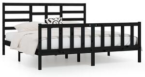 Rama łóżka, czarna, lite drewno, 180x200 cm
