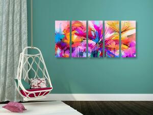 5-częściowy obraz abstrakcyjne kolorowe kwiaty