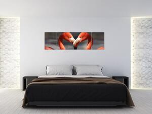 Obraz dwóch zakochanych flamingów (170x50 cm)
