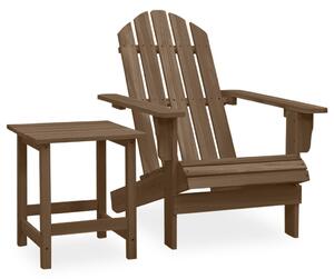Krzesło ogrodowe Adirondack ze stolikiem, jodłowe, brązowe