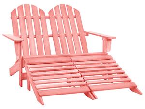 2-osobowe krzesło ogrodowe Adirondack z podnóżkiem, różowe