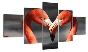 Obraz dwóch zakochanych flamingów (125x70 cm)