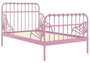Przedłużana rama łóżka, różowa, metalowa, 80x130/200 cm