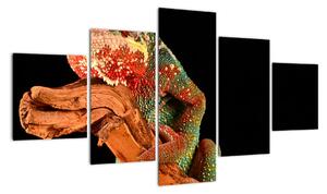 Obraz kameleona na gałęzi (125x70 cm)