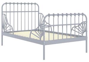 Przedłużana rama łóżka, szara, metalowa, 80x130/200 cm