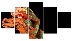 Obraz kameleona na gałęzi (125x70 cm)