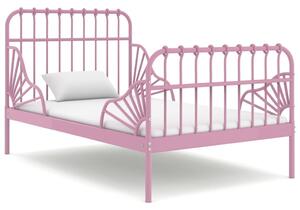 Przedłużana rama łóżka, różowa, metalowa, 80x130/200 cm