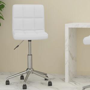 Obrotowe krzesło biurowe, białe, obite sztuczną skórą