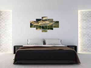 Obraz jeziora, przez które prześwieca słońce (125x70 cm)