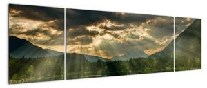 Obraz jeziora, przez które prześwieca słońce (170x50 cm)