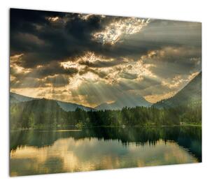 Obraz jeziora, przez które prześwieca słońce (70x50 cm)