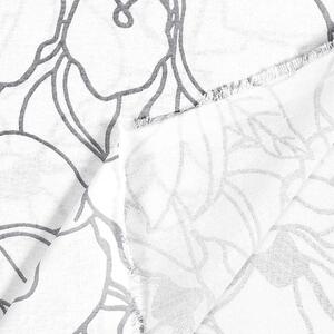 Goldea zasłona bawełniana na taśmie - ciemnoszare kwiaty na białym 140x140 cm