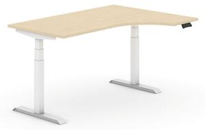 Stół z regulacją wysokości, elektryczny, 625-1275 mm, ergonomiczny prawy, blat 1600 x 1200 mm, grafit, biały stelaż