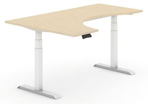 Stół z regulacją wysokości, elektryczny, 625-1275 mm, ergonomiczny lewy, blat 1800 x 1200 mm, grafit, biały stelaż