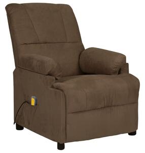 Rozkładany fotel masujący, brązowy, sztuczna skóra zamszowa