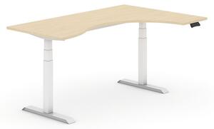Stół z regulacją wysokości, elektryczny, 625-1275 mm, ergonomiczny prawy, blat 1800 x 1200 mm, grafit, biały stelaż