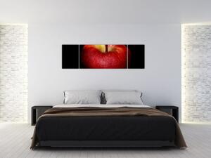 Obraz jabłka na czarnym tle (170x50 cm)