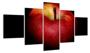 Obraz jabłka na czarnym tle (125x70 cm)