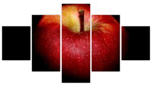 Obraz jabłka na czarnym tle (125x70 cm)