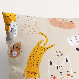 Goldea poszewka na poduszkę bawełniana dla dzieci - wesołe koty na beżowym 45 x 45 cm