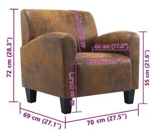 Sofa chair brown 70x69x72 cm skÃ³ra syntetyczna zamszowa