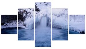 Obraz wodospadu zimą (125x70 cm)