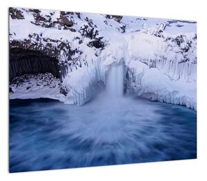Obraz wodospadu zimą (70x50 cm)