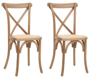 Krzesła stołowe z oparciem krzyżowym, 2 szt., drewno dębowe
