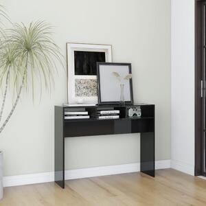Stolik konsolowy, czarny, wysoki połysk, 105x30x80 cm, płyta