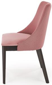 Różowe krzesło drewniane tapicerowane do salonu - Jago