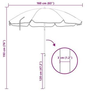 Parasol ogrodowy na stalowym słupku, antracytowy, 180 cm