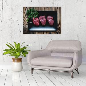 Obraz mięsa na talerzu (70x50 cm)