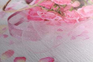 Obraz romantyczny różowy bukiet róż