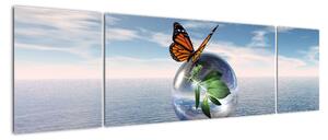 Obraz motyla na szklanej kuli (170x50 cm)