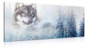 Obraz wilk w śnieżnym krajobrazie