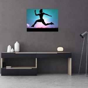 Obraz skaczącej sylwetki kobiety (70x50 cm)
