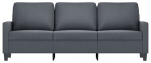 Sofa 3-osobowa, ciemnoszara, 180 cm, obita aksamitem