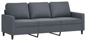 Sofa 3-osobowa, ciemnoszara, 180 cm, obita aksamitem