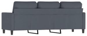 Sofa 3-osobowa, ciemnoszara, 180 cm, obita aksamitem
