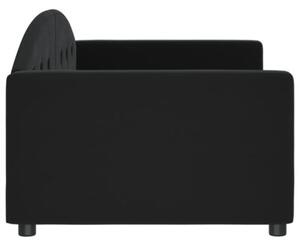 Sofa z funkcją spania, czarna, 90x200 cm, obita aksamitem