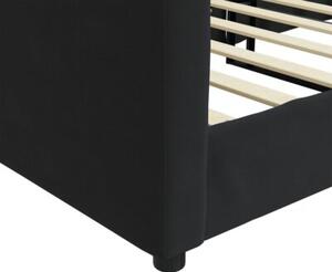Sofa z funkcją spania, czarna, 90x200 cm, obita aksamitem