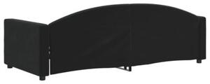 Sofa z funkcją spania, czarna, 90x200 cm, obita aksamitem