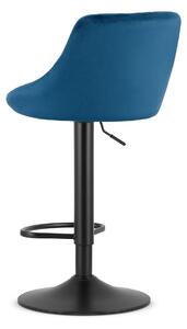 Niebieskie krzesło barowe KAST VELVET z czarną nogą