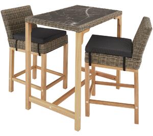 Tectake 404847 rattanowy stół barowy kutina z 2 krzesłami latina - naturalny