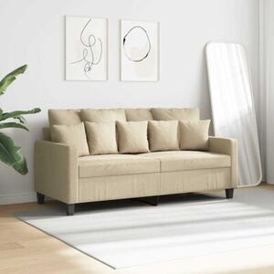 Sofa, 2-osobowa kremowa, 140 cm, tapicerowana tkaninÄ